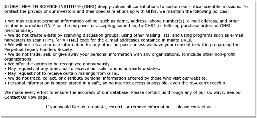 Donor Privacy Policy for Global Health.
